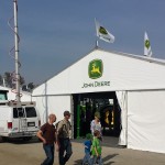 John Deere, with the news van